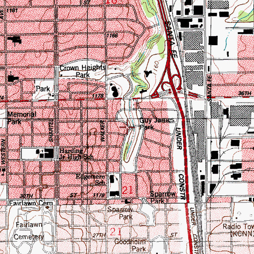 Topographic Map of Edgemere Park, OK