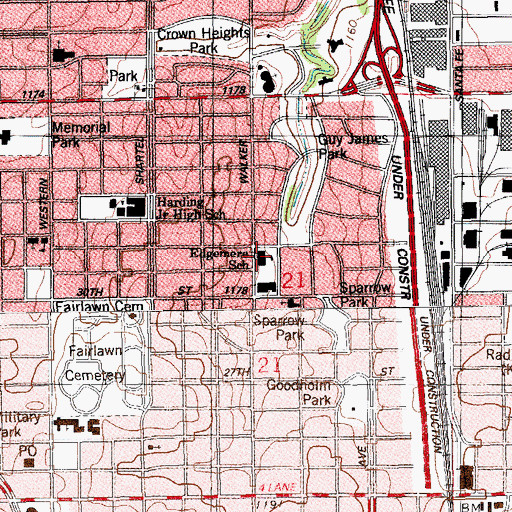Topographic Map of Edgemere Elementary School, OK