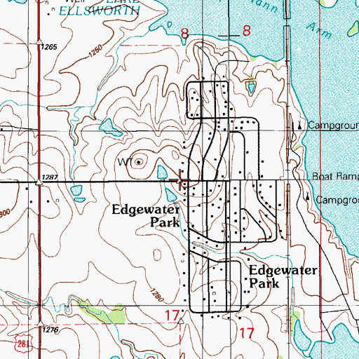 Topographic Map of Edgewater Park, OK