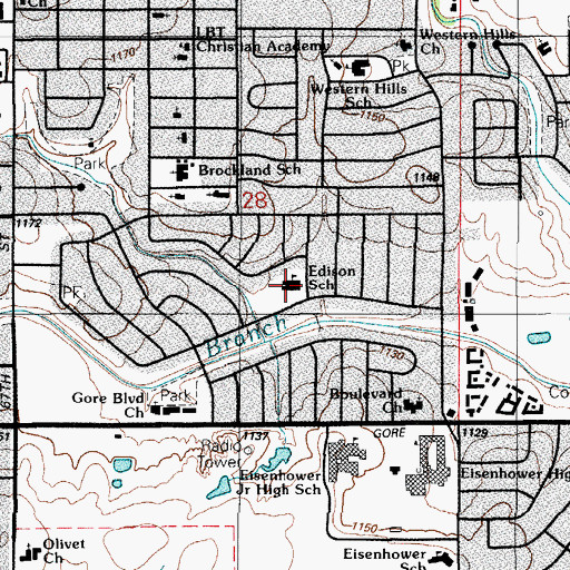 Topographic Map of Edison Elementary School, OK