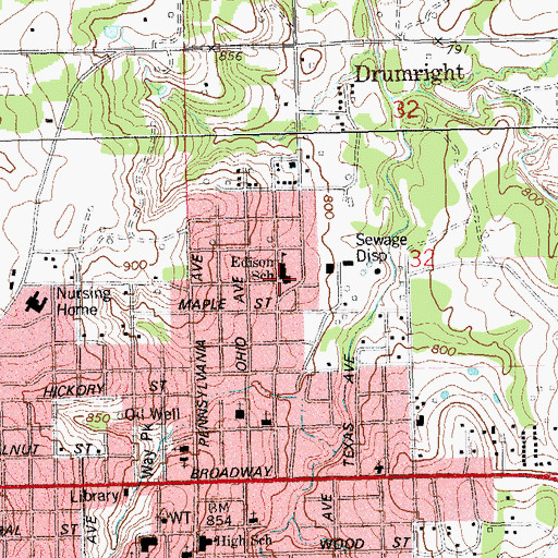 Topographic Map of Edison Elementary School, OK
