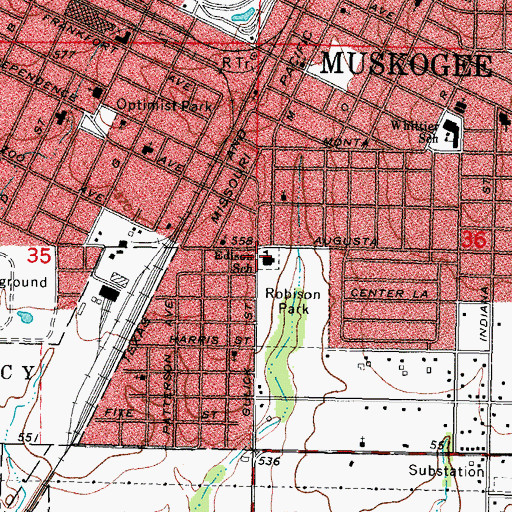 Topographic Map of Edison School, OK