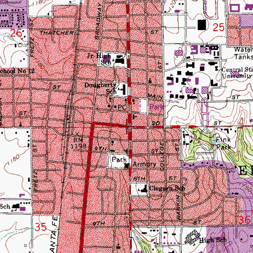 Topographic Map of Edmond, OK