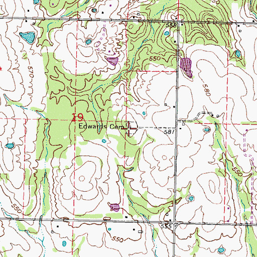 Topographic Map of Edwards Cemetery, OK