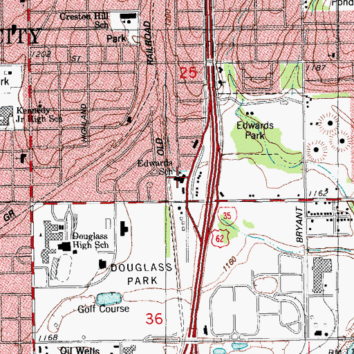 Topographic Map of Edwards Elementary School, OK
