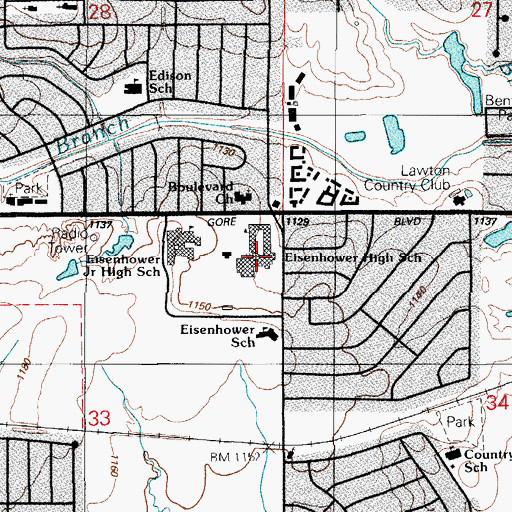 Topographic Map of Eisenhower High School, OK