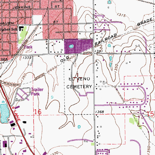Topographic Map of El Reno Cemetery, OK