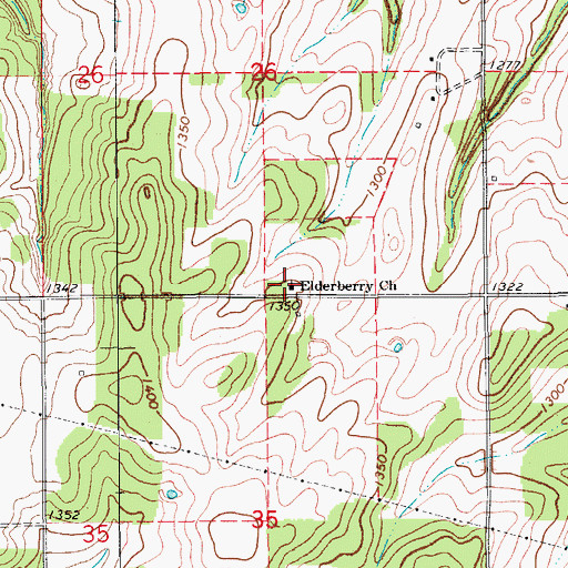 Topographic Map of Elderberry Church, OK