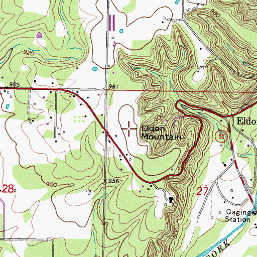 Topographic Map of Eldon Mountain, OK