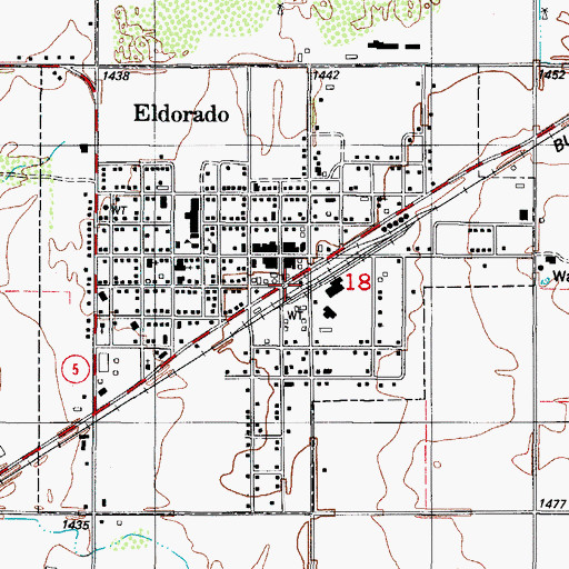 Topographic Map of Eldorado, OK