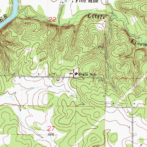 Topographic Map of Elgin School, OK