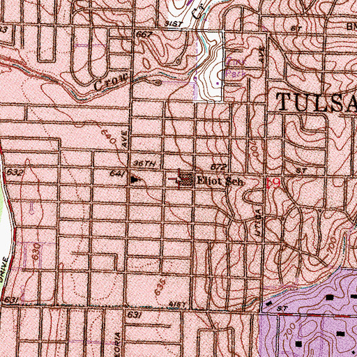 Topographic Map of Eliot Elementary School, OK