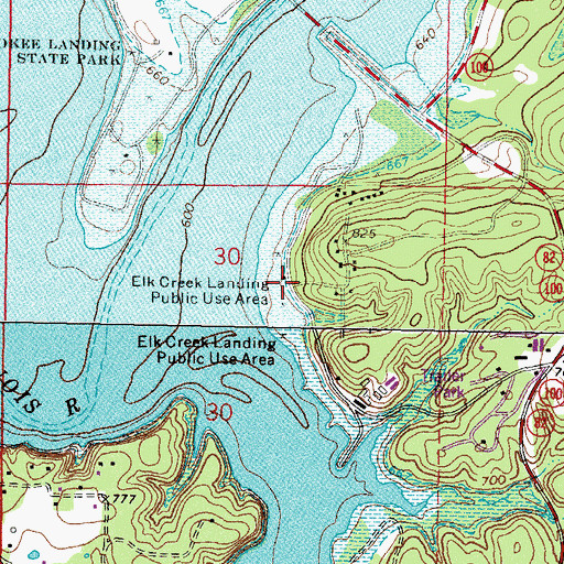 Topographic Map of Elk Creek Landing Public Use Area, OK