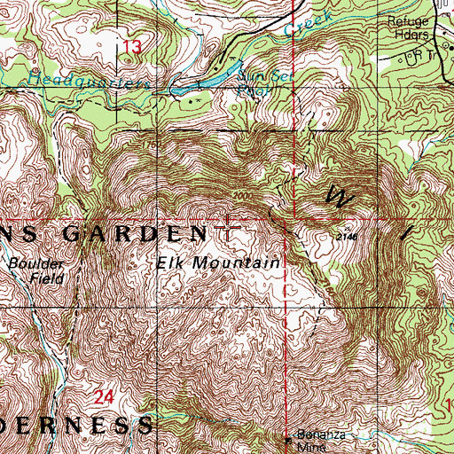 Topographic Map of Elk Mountain, OK
