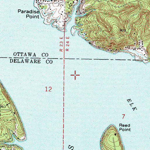 Topographic Map of Elk River, OK