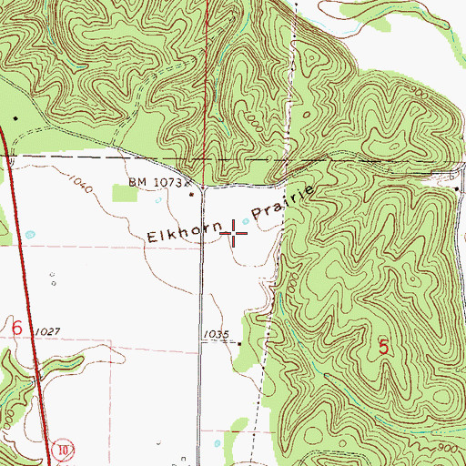 Topographic Map of Elkhorn Prairie, OK