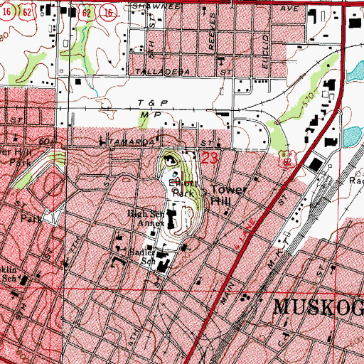 Topographic Map of Elliott Park, OK