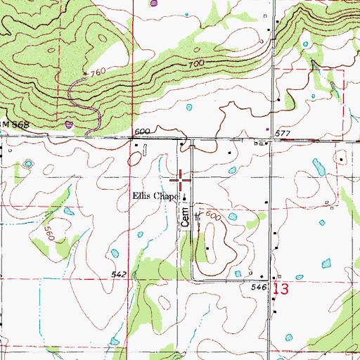 Topographic Map of Ellis Chapel, OK