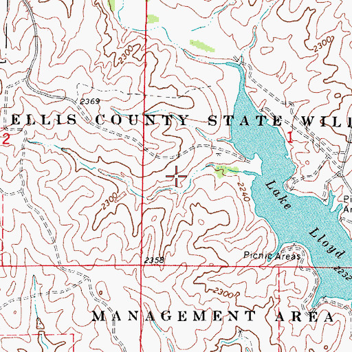 Topographic Map of Ellis County State Wildlife Management Area, OK
