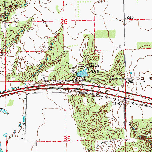 Topographic Map of Ellis Lake, OK