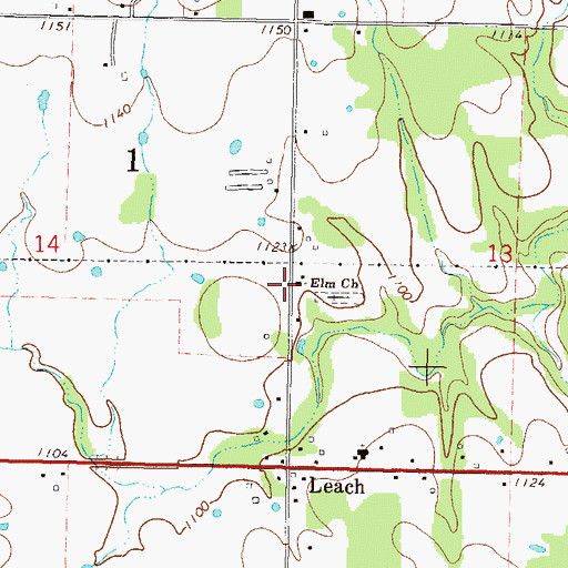 Topographic Map of Elm Church, OK