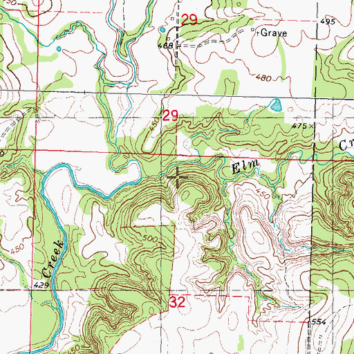 Topographic Map of Elm Creek, OK