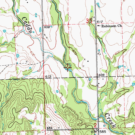 Topographic Map of Elm Creek, OK