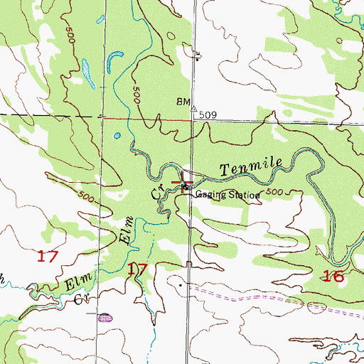 Topographic Map of Elm Creek, OK