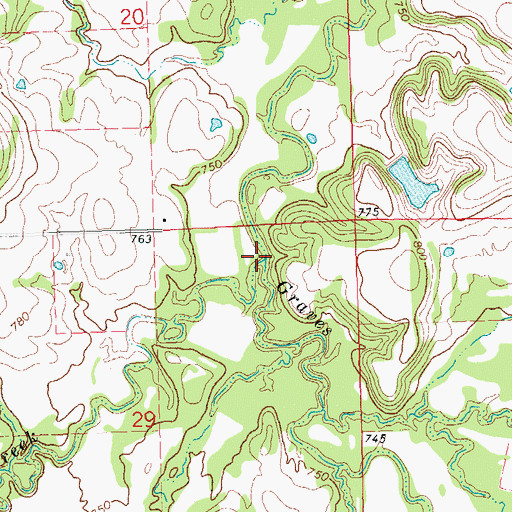 Topographic Map of Elm Creek, OK
