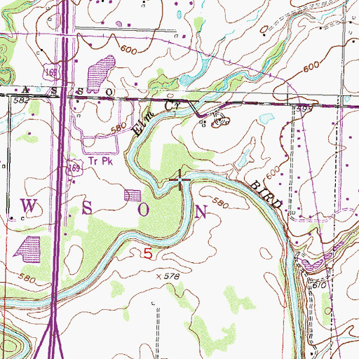 Topographic Map of Elm Creek, OK