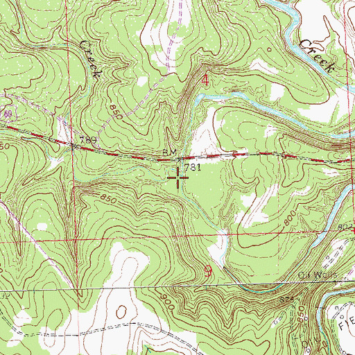 Topographic Map of Elm Creek, OK