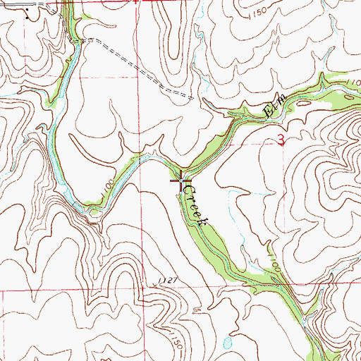 Topographic Map of Elm Creek, OK
