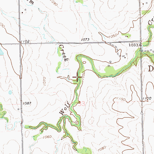 Topographic Map of Elm Creek, OK
