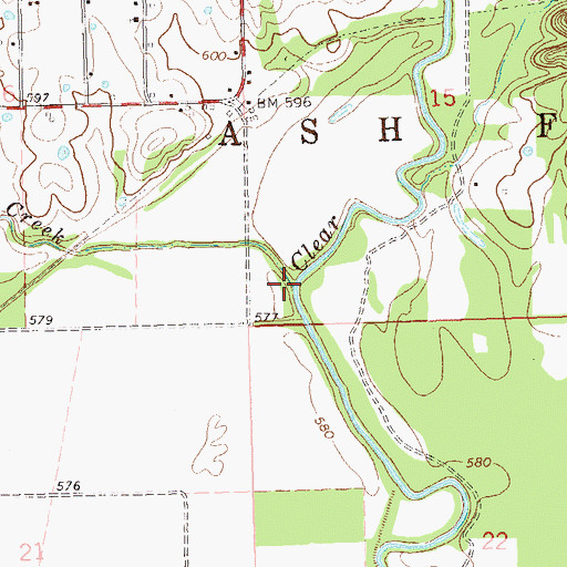 Topographic Map of Elm Creek, OK