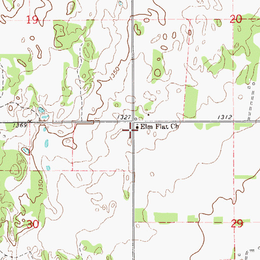 Topographic Map of Elm Flat Church, OK