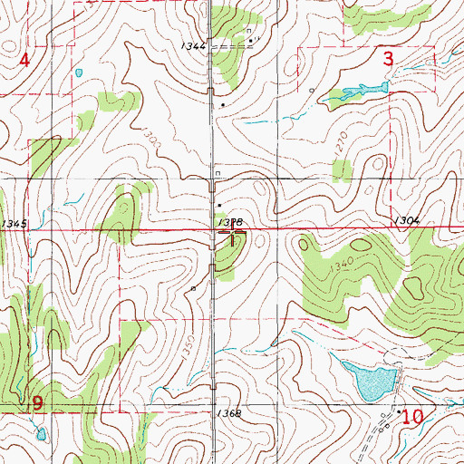 Topographic Map of Elm Flat School, OK