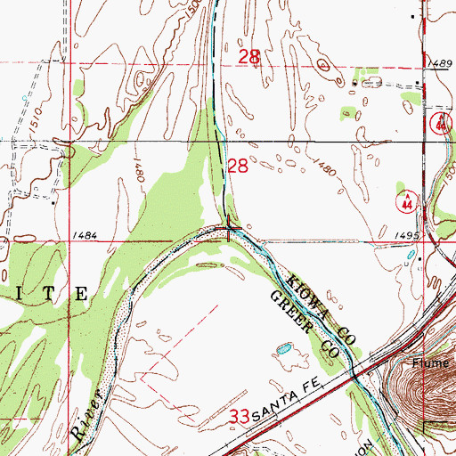 Topographic Map of Elm Fork Red River, OK