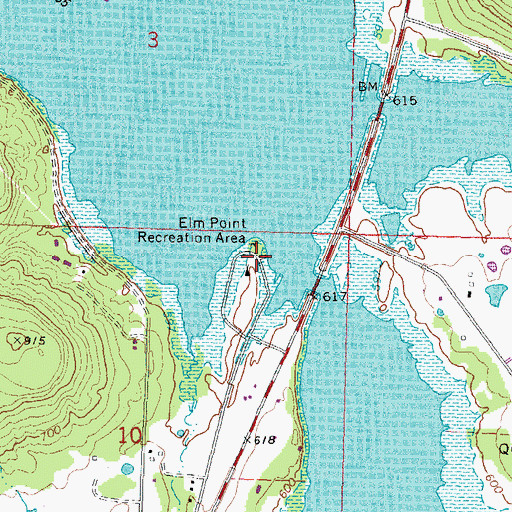 Topographic Map of Elm Point Recreation Area, OK