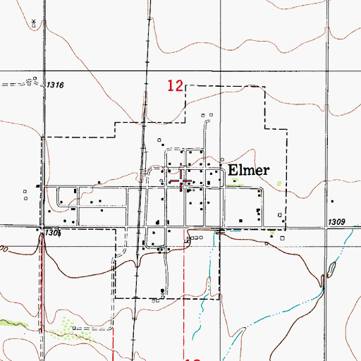 Topographic Map of Elmer, OK