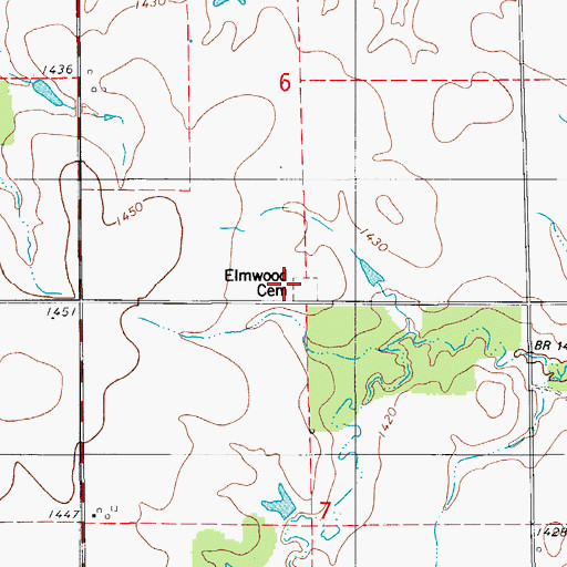 Topographic Map of Elmwood Cemetery, OK