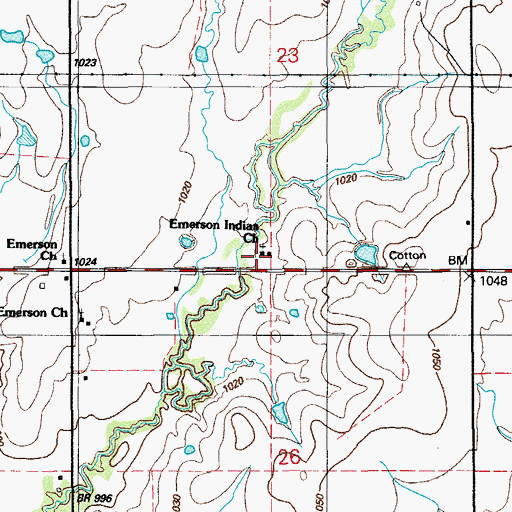 Topographic Map of Emerson Mission, OK