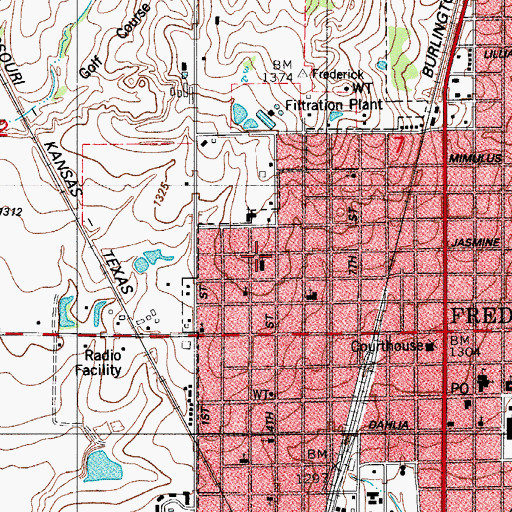 Topographic Map of Emerson School, OK