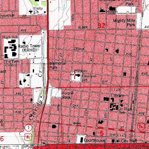 Topographic Map of Emerson Elementary School, OK