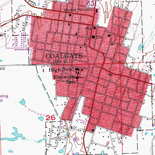 Topographic Map of Emerson Elementary School, OK