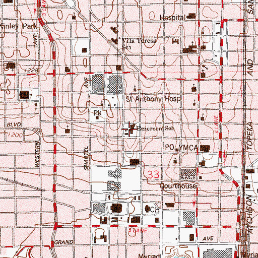 Topographic Map of Emerson Alternative Education Elementary School, OK