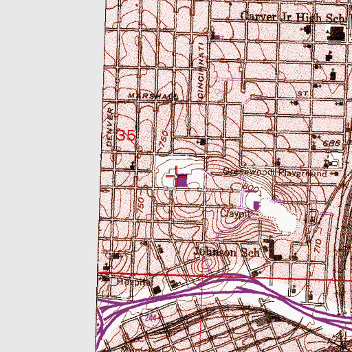 Topographic Map of Emerson Elementary School, OK