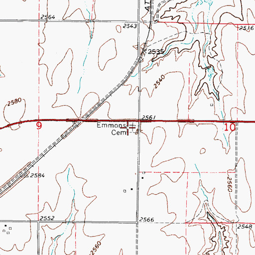 Topographic Map of Emmons Cemetery, OK