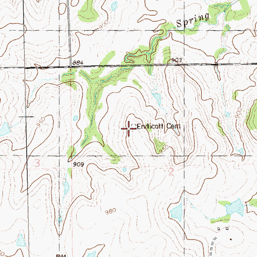 Topographic Map of Endicott Cemetery, OK