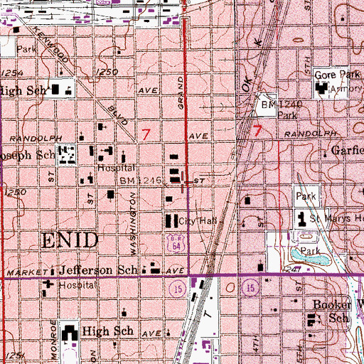 Topographic Map of Enid, OK