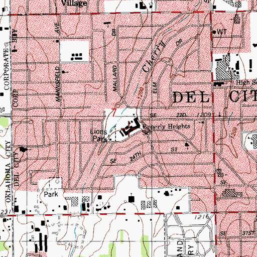 Topographic Map of Epperly Heights Elementary School, OK